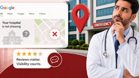 Google Business Profile listing showing a map card, star reviews and a clinic