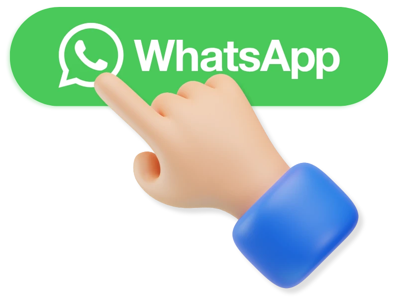 A WhatsApp chat button being tapped on a clinic website